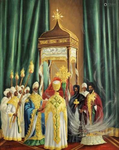 Afewerk Tekle (Ethiopian, 1932-2012) An Orthodox Service