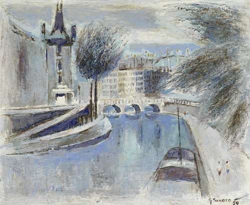 Gerard Sekoto (South African, 1913-1993) View of Paris, La Seine
