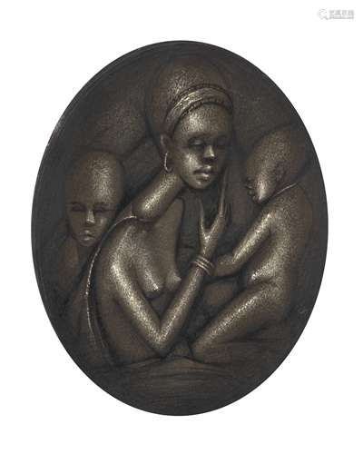 Simon Okeke (Nigerian, 1937-1969) Mother & Children