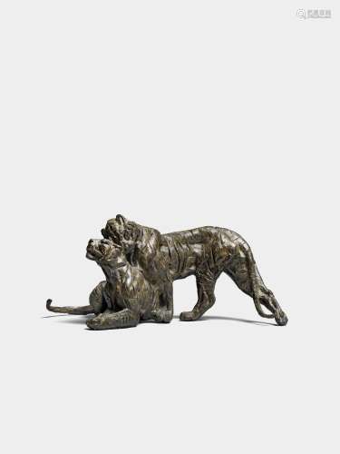 Dylan Lewis (South African, born 1964) S397 Tiger Pair I Maquette 27.5 x 63 x 36.5cm (10 13/16 x ...