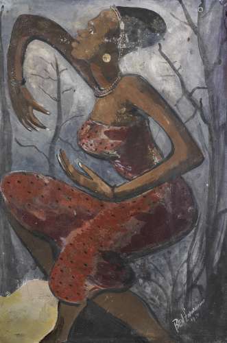 Benedict Chukwukadibia Enwonwu M.B.E (Nigerian, 1917-1994) Dancing Girl in the Woods