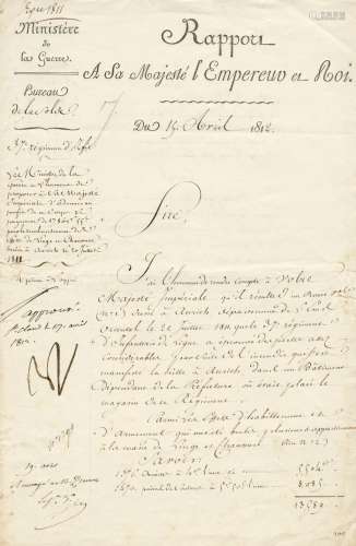 NAPOLEON BONAPARTE Rapport signed as approved by Napoleon ('approuvé N'), with other documents (18)