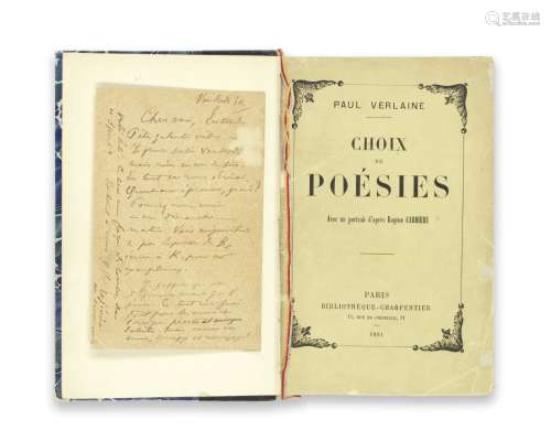 VERLAINE (PAUL) Choix de poésies, COPY NUMBER 2 OF 10 COPIES 'sur papier du Japon', AUTHOR'S PRES...