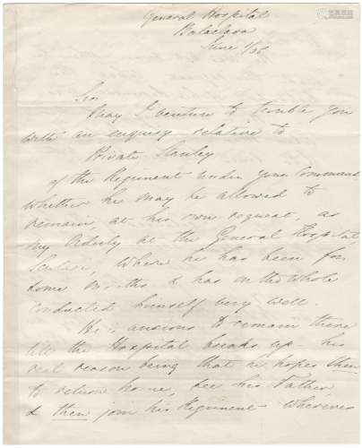 NIGHTINGALE (FLORENCE) Autograph letter signed ('Florence Nightingale'), to 'Sir', making enquiri...