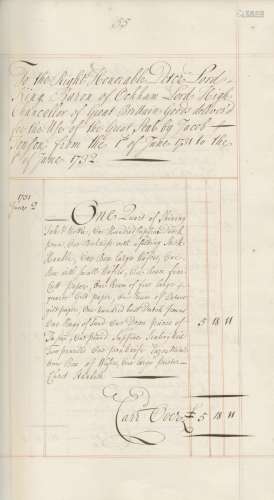HANAPER OFFICE – THE DUKE OF CHANDOS AND CORONATION OF GEORGE II Abstract of accounts and record ...