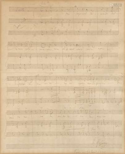 MUSIC ROSSINI (GIOACHINO) Autograph manuscript signed ('G. Rossini') of his song 'Mi lagnerò tace...