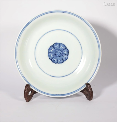 A Blue and White Peony Plate