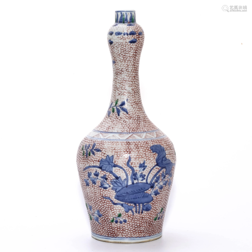 An Under Glaze Blue and Iron Red Vase, Wanli Period