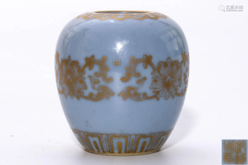 A Blue Glazed and Gilt Jar, Qianlong Period