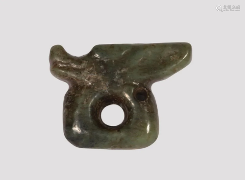 A Spinach Green Jade Dragon Amulet