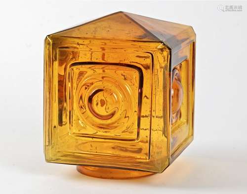 A 20th Century amber glass shade, possibly Dartington, height approximately 22cm