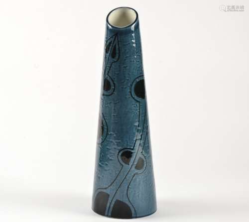 Vilhelm Bjerke-Petersen (Swedish school), a post-war tilted stoneware vase, with abstract design and