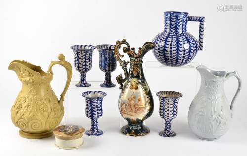 A collection of 20th Century ceramics, including a continental lemonade set in blue and white, a