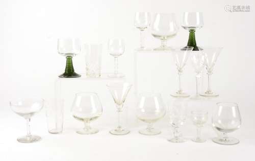 A large quantity of 20th Century glassware, including glasses for wine and spirits, moulded and