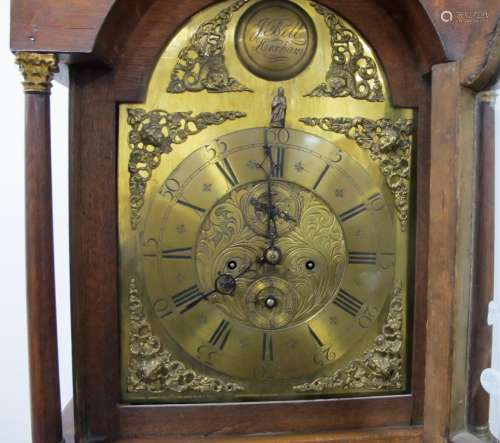 An eight day oak cased long case clock, with eight day movement by J. Bell, Hexham, height 208cm,
