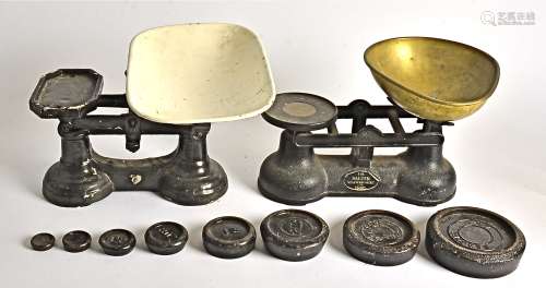 A set of Salter scales, together with one other and a set of six weights