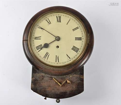 A small drop dial clock, the dial with Roman numerals, length 36cm