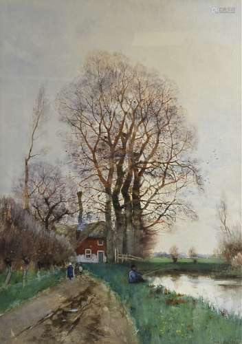 A 20th Century watercolour on paper, a cottage at the end of a country path, signed (lower right) '