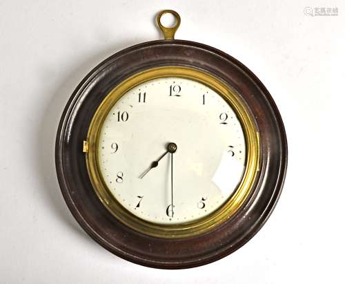 An 19th Century pocket watch, converted to a wall clock, the verso inscribed as a gift dated 1835,