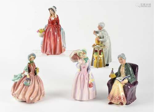 Royal Doulton figurines, HN1909 Honey, HN2091 Rosemary, HN1402 Miss Demure, HN2408 A Penny's