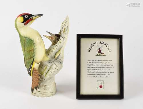 A limited edition bone china woodpecker, produced for Bulmer's Green Woodpecker Cider, with