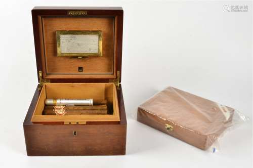 A collection of cigars and humidors, the Habanos sealed, the largest humidor, 22cm x 24cm x 13cm