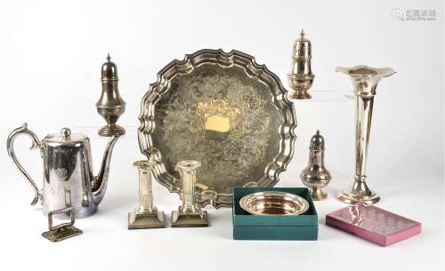 A large quantity of silver plated wares, to include several pieces by Walker and Hall, the tallest a