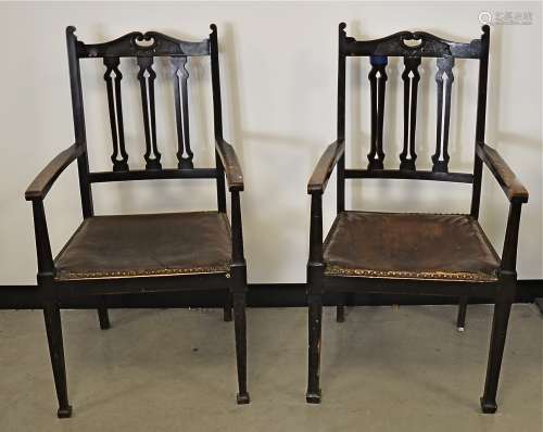 A pair of oak carver chairs, A/F (2)