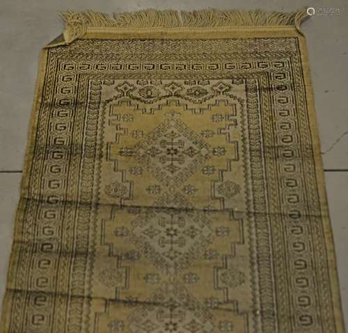 A woollen Zeigler rug, ivory floral field and border, 175cm x 114cm, together with a prayer rug,