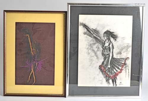 Four 21st Century pastels on paper, depicting ballerinas and dancers, monogrammed 'ND', all framed