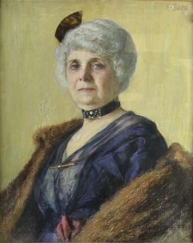 Alexander Fuks (Russian, 1863-1927) oil on canvas, early 20th Century portrait of a lady, bust