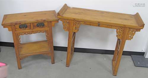 Two contemporary Asian/Chinese altar tables, (largest) 105cm x 37cm x 85cm (2)