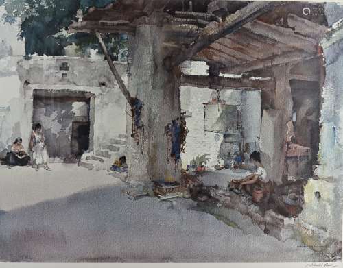 Sir William Russell Flint (1880-1969) prints, one depicting women in a courtyard, 53cm x 68cm, the