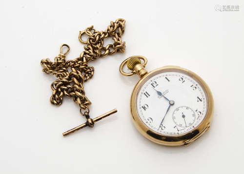 A George V 9ct gold open faced pocket watch from H. Samuel, 50mm case, hallmarked to rear and dust