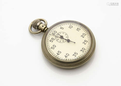 A vintage pocket stopwatch, in Dennison case, appears to run