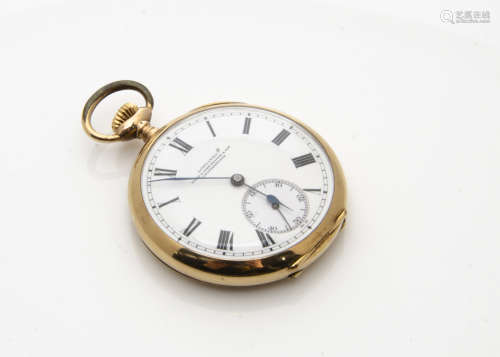 An early 20th century Longines 9ct gold cased open faced pocket watch, 44mm, no. 2919724, appears to