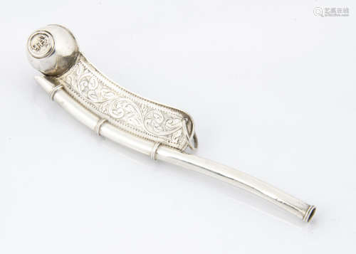 An Edwardian silver bosun's whistle by John Hardman & Co, 12.5cm, Birmingham 1907