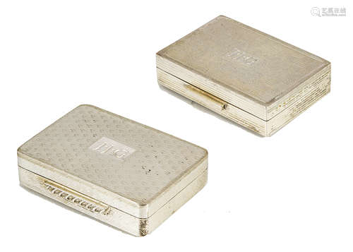 Two modern silver pill boxes, each marked HG and presented in fitted Gallagher boxes (4)