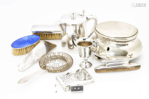 A small group of silver and silver plate, including an Asprey silver page holder, a Scandanavian