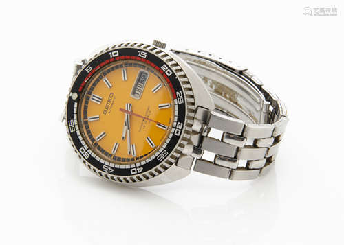 A c1970s Seiko Sports automatic stainless steel gentleman's wristwatch, 41mm case, orange dial