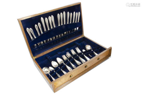 Two silver plated canteens of cutlery, both in oak boxes, one marked Andora (2)