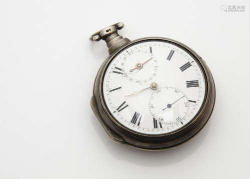 A good late George III silver pair case pocket watch by Lormier of Shoreditch, 63mm outer case,