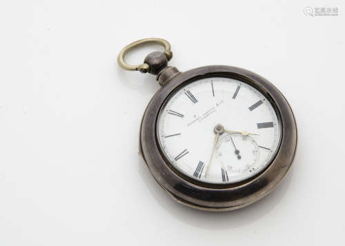A Victorian silver pair case pocket watch, marked Stewart Dawson & Co Liverpool to dial