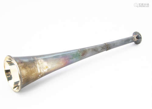 Of Fox Hunting Interest: A 1990s silver fox hunting horn, engraved for the Vine and Craven Hunt 1988