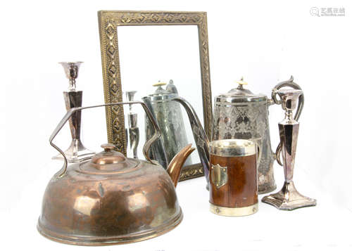 A collection of silver and silver plated and other items, inculding dressing table items, a silver