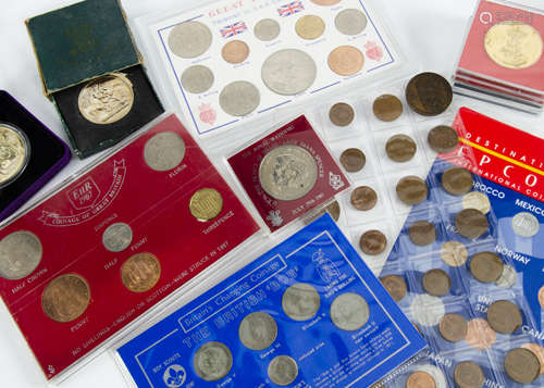 A collection of British coins, a box file full of modern coins, including three £5 commemorative