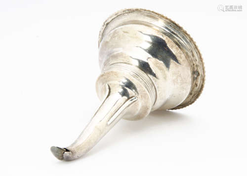 A George III Scottish silver wine funnel, by EH or FH, feathered rim with detachable spout, AF