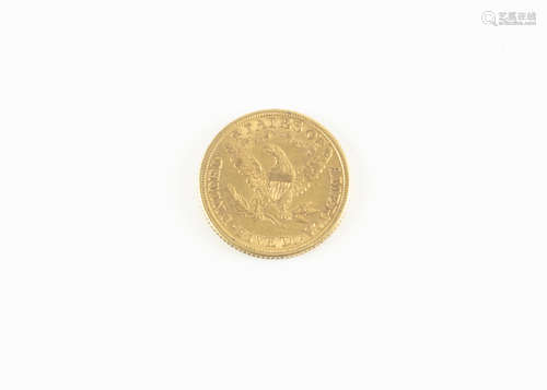 A 19th century US gold five dollar coin, dated 1882, VF, 8.3g