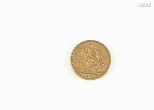 A Victorian gold full sovereign, dated 1896, with Melbourne mint mark, VF but dented