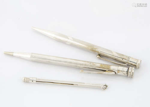An Art Deco period silver Yard-O-Led pencil, together with a sterling silver Life Long, bent clip,